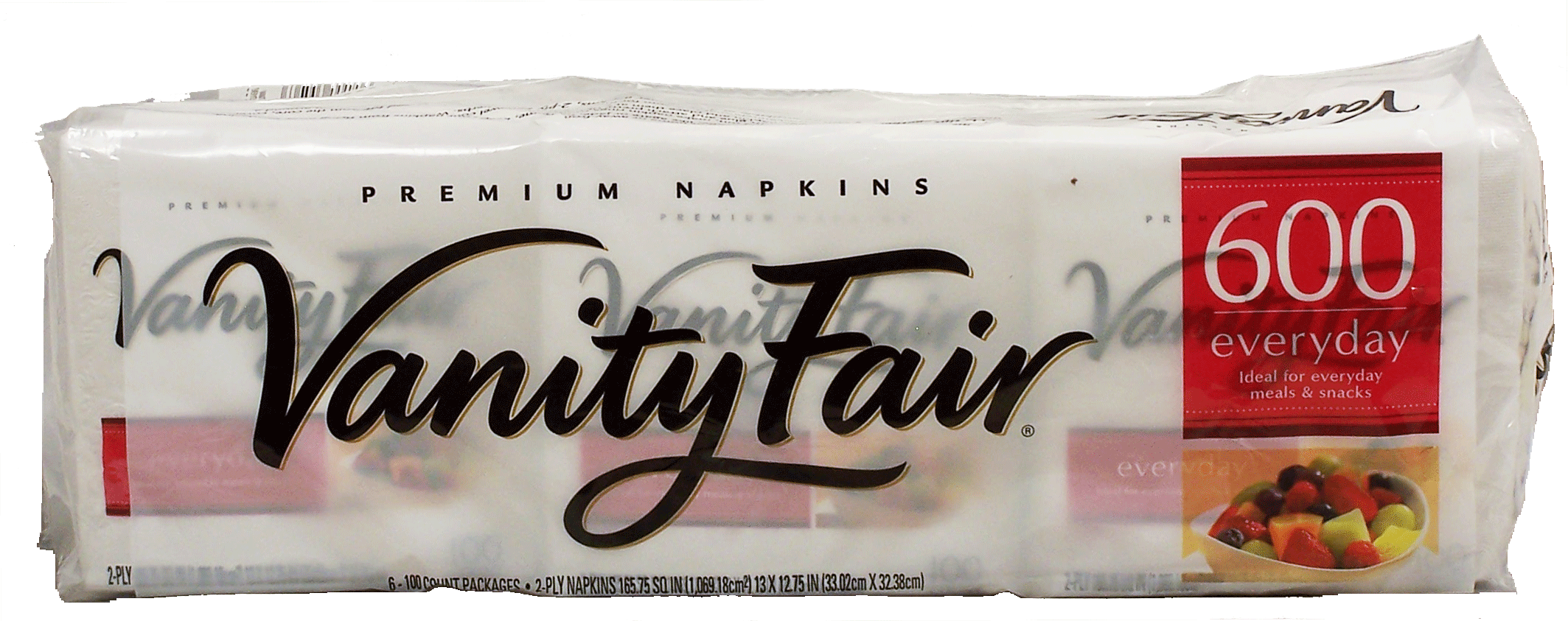 Vanity Fair Everyday premium napkins, 100-count packs, 13x12.75-inch Full-Size Picture